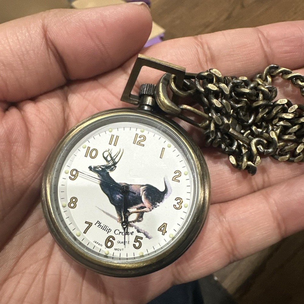 Working Phillip Crowe Quartz Pocket‎ Watch Majesti Crave Series 50mm With Chain